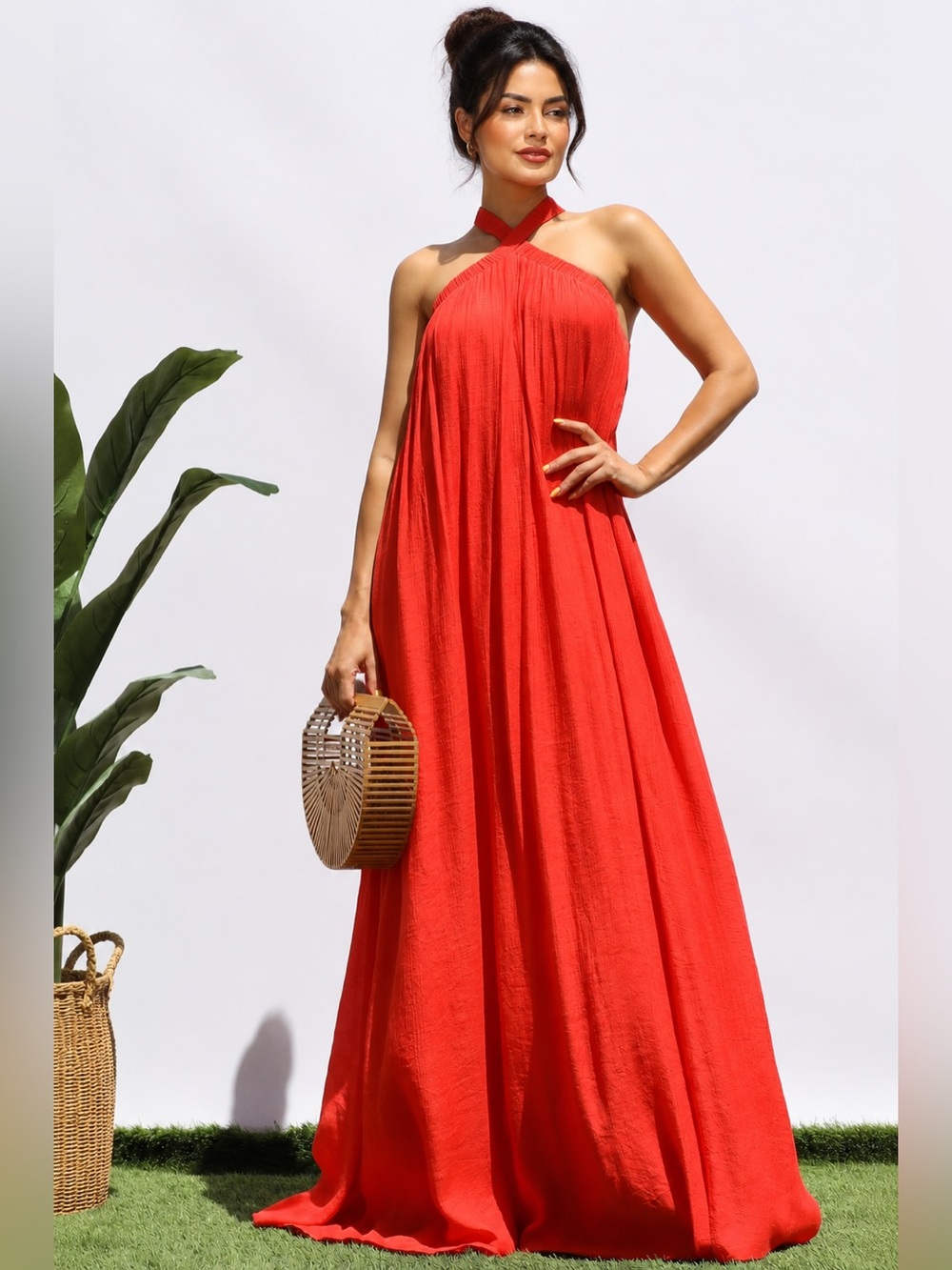 NWT Halter Maxi Dress in Orange | Chic Summer Maxi